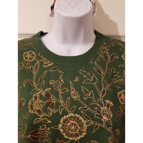 NWT size L Classic Elements green with golden floeal print sweatshirt Christmas - Picture 3 of 10